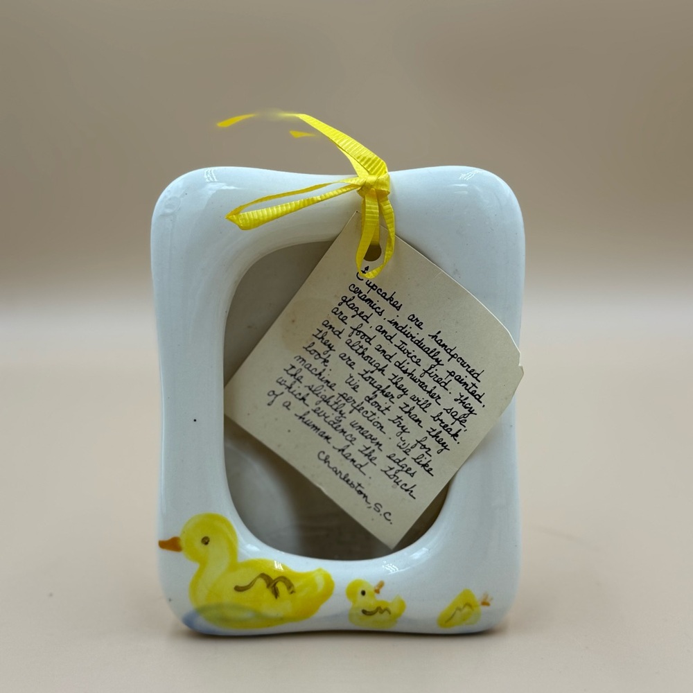White Ceramic Frame with Yellow Duck Design by Cupcake Ceramics 2x3